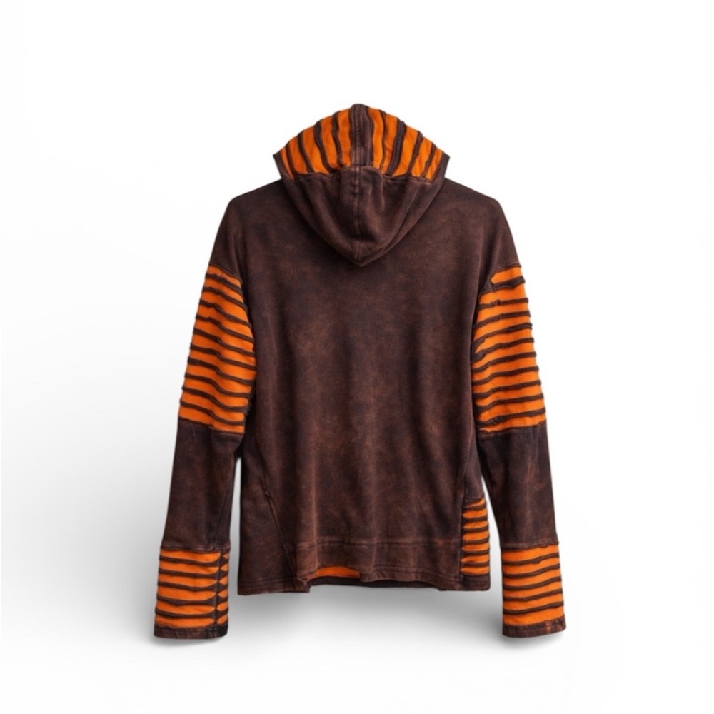 India Boutique Razor Cut Festival Trance Hippie Hooded Zip Up Sweater - Picture 2 of 4